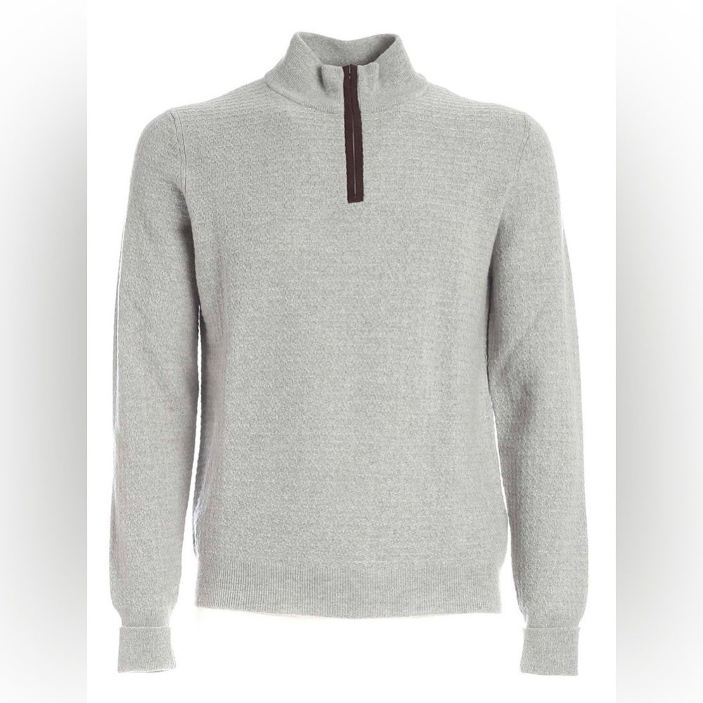 Fedeli Gray 1/4 Zip High Neck Sweater